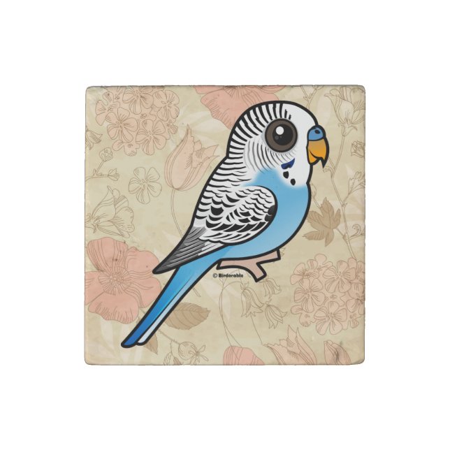 Birdorable Budgie Blue Stone Magnet (Front)