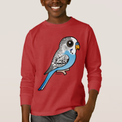 Cute Blue Budgie Kids' Basic Long Sleeve T-Shirt