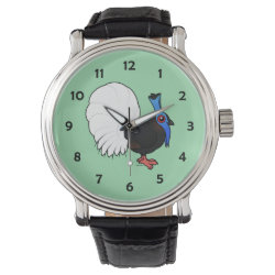 Bulwer's Pheasant Men's Vintage Black Leather Strap Watch