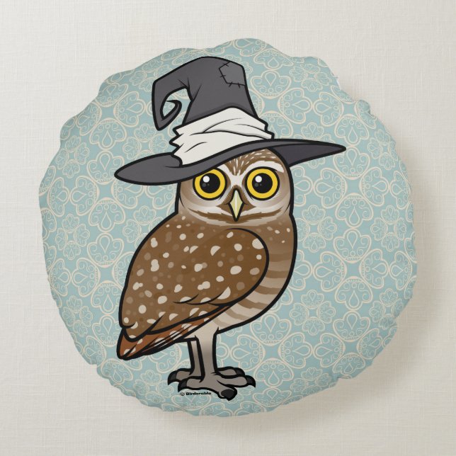 Birdorable Burrowing Owl Witch Round Pillow (Back)