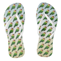 Birdorable Carolina Parakeet Adult Slim Straps Flip Flops