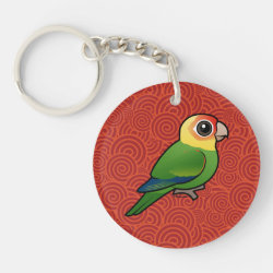 Birdorable Carolina Parakeet Circle Keychain (double-sided)