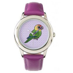 Birdorable Carolina Parakeet Kid's Stainless Steel Purple Leather Strap Watch