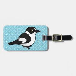 Collared Flycatcher Small Luggage Tag with leather strap