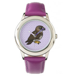 Common Buzzard Kid's Stainless Steel Purple Leather Strap Watch
