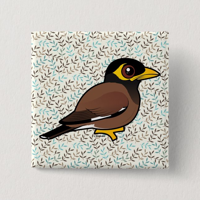 Birdorable Common Myna Pinback Button (Front)