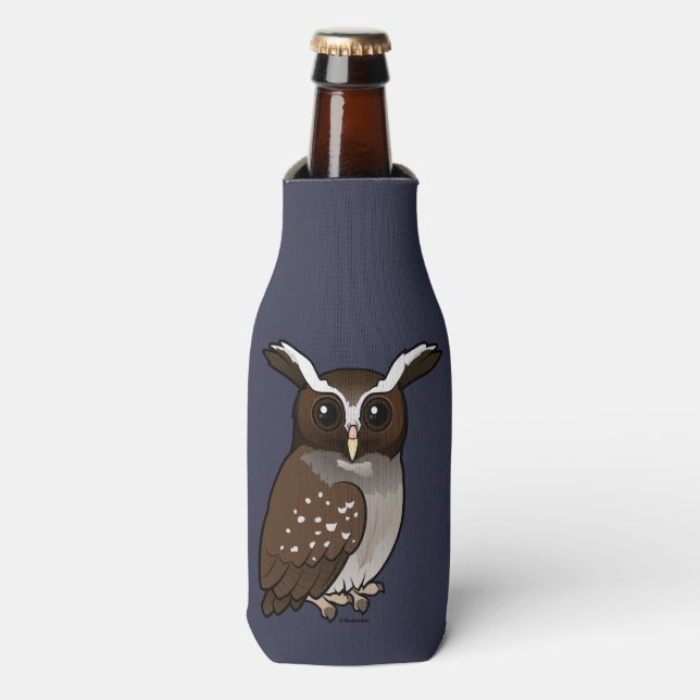 Birdorable Crested Owl Bottle Cooler (Bottle Front)