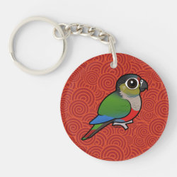 Crimson-bellied Parakeet Circle Keychain (double-sided)