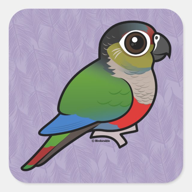 Birdorable Cute Crimson-bellied Parakeet Square Sticker