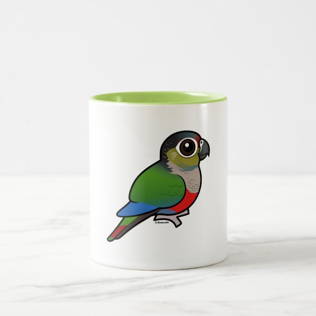 Birdorable Crimson-bellied Parakeet Two-Tone Coffee Mug (Center)