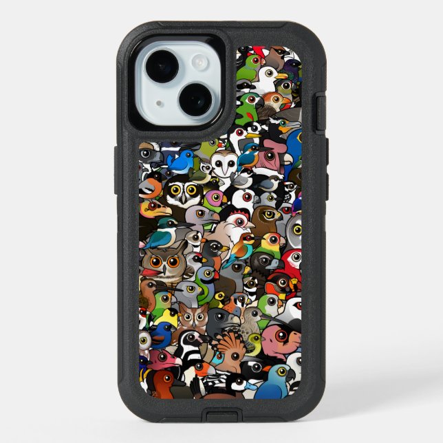 Birdorable Crowd iPhone 15 Case (Back)