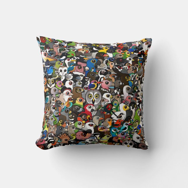 Birdorable Crowd Throw Pillow (Front)