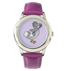 Dodo Kid's Stainless Steel Purple Leather Strap Watch
