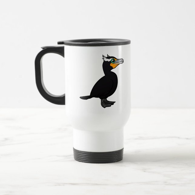 Birdorable Double-crested Cormorant Travel Mug (Left)
