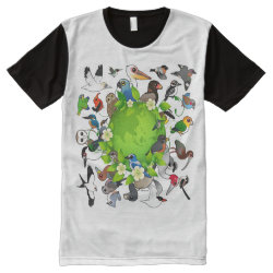 Birdorable Earth Day Men's American Apparel All-Over Printed Panel T-Shirt