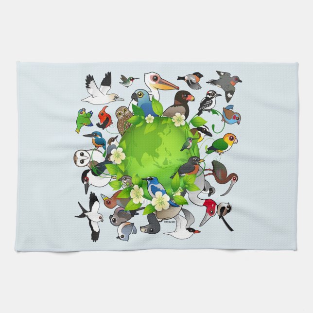 Birdorable Earth Day Kitchen Towel (Horizontal)