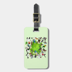Birdorable Earth Day Small Luggage Tag with leather strap