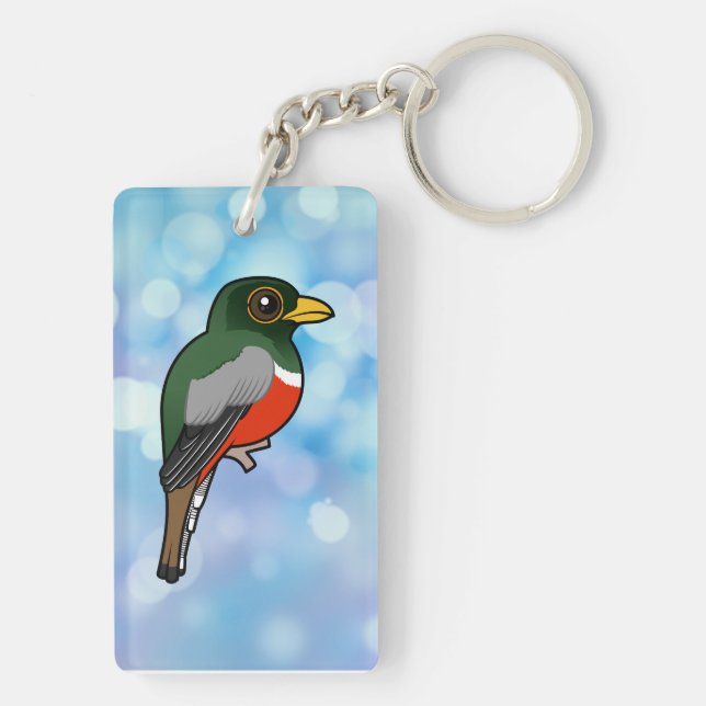 Birdorable Elegant Trogon Keychain (Back)