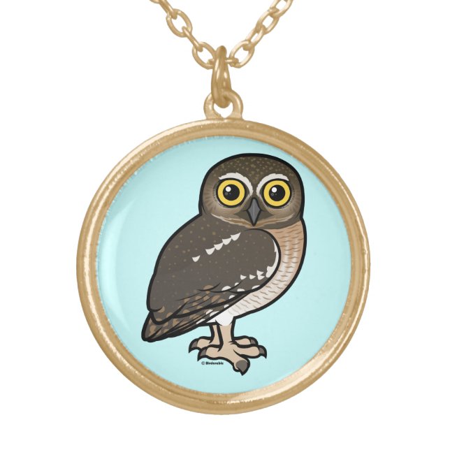 Birdorable Elf Owl Gold Plated Necklace (Front)
