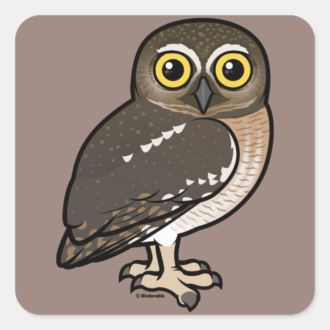 Birdorable Elf Owl Square Sticker (Front)