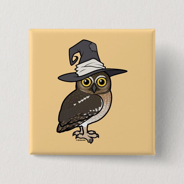 Birdorable Elf Owl Witch Button (Front)