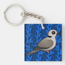 Eurasian Collared Dove Square Keychain (double-sided)
