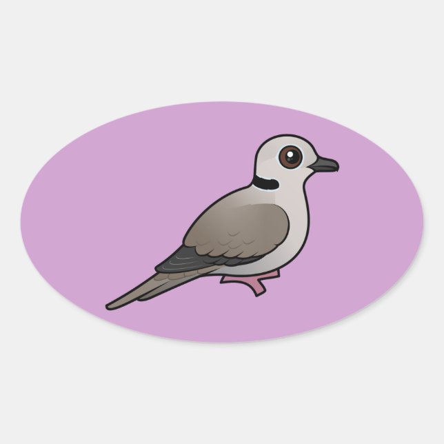 Birdorable Eurasian Collared Dove Oval Sticker (Front)