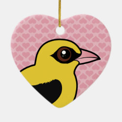 Eurasian Golden Oriole Heart Ornament