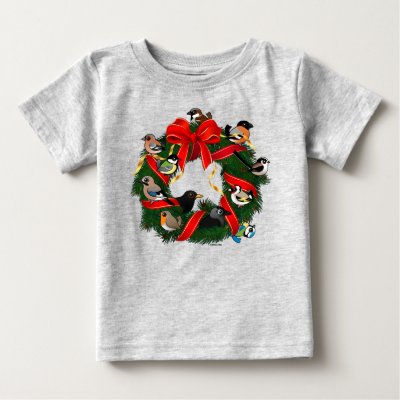 Birdorable European Garden Birds Christmas Wreath Baby T-Shirt