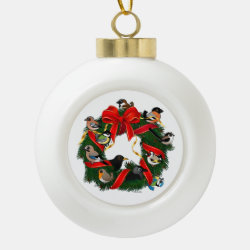 Birdorable European Garden Birds Christmas Wreath Ceramic Ball Ornament