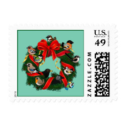 Birdorable European Garden Birds Christmas Wreath Small Stamp 1.8