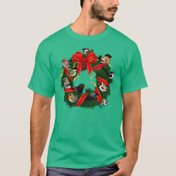 Birdorable European Garden Birds Christmas Wreath Men's Basic Dark T-Shirt