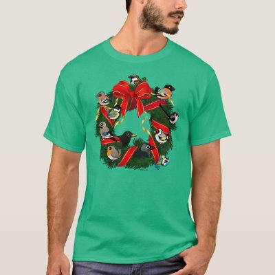 Birdorable European Garden Birds Christmas Wreath T-Shirt