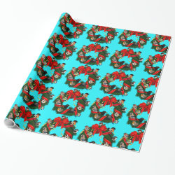 Birdorable European Garden Birds Christmas Wreath Glossy Wrapping Paper (15 foot roll)
