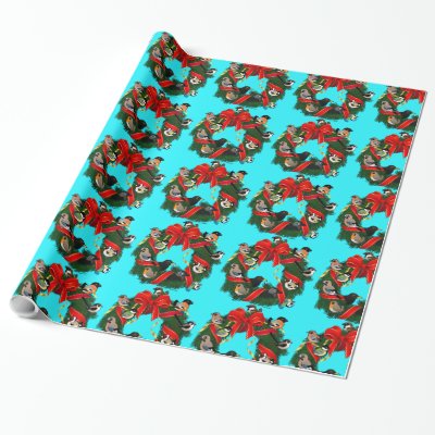 Birdorable European Garden Birds Christmas Wreath Wrapping Paper