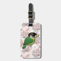 Fire-tufted Barbet Small Luggage Tag with leather strap