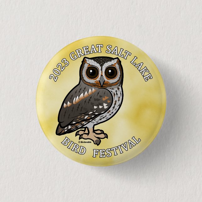 Birdorable Flammulated Owl Great Salt Lake 2023b Button (Front)