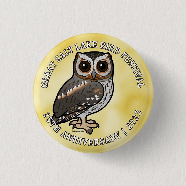 Birdorable Flammulated Owl Great Salt Lake 2023c Button (Front)