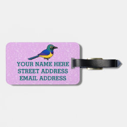 Golden-breasted Starling Small Luggage Tag with leather strap