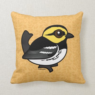 Birdorable Golden-cheeked Warbler Throw Pillow