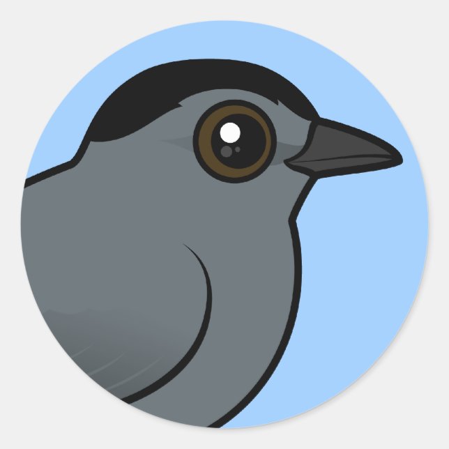 Birdorable Gray Catbird Classic Round Sticker (Front)