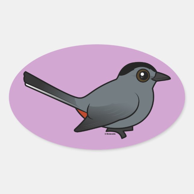 Birdorable Gray Catbird Oval Sticker (Front)