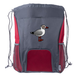 Gray-hooded Gull Drawstring Backpack with Bottle Holders