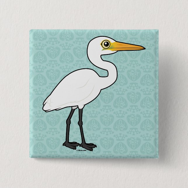 Birdorable Great Egret Button (Front)