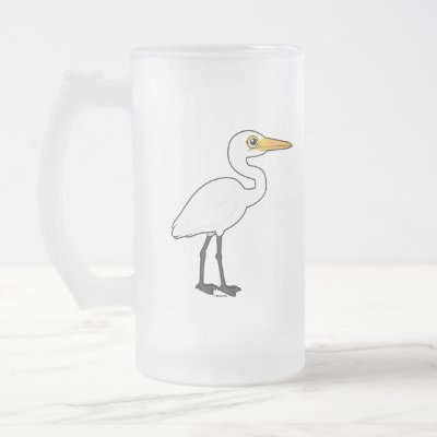 Birdorable Great Egret Frosted Glass Beer Mug