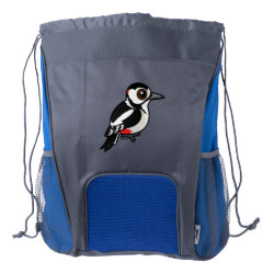 Great Spotted Woodpecker Drawstring Backpack with Bottle Holders