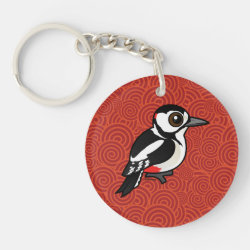 Great Spotted Woodpecker Circle Keychain (double-sided)