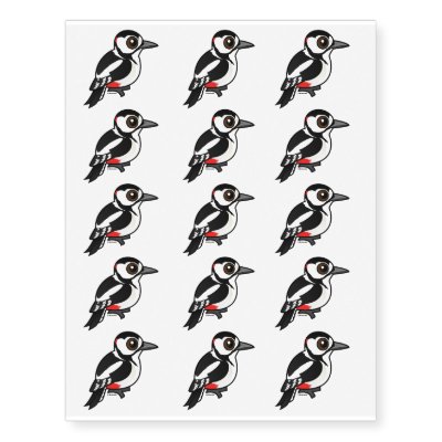 Birdorable Great Spotted Woodpecker Temporary Tattoos