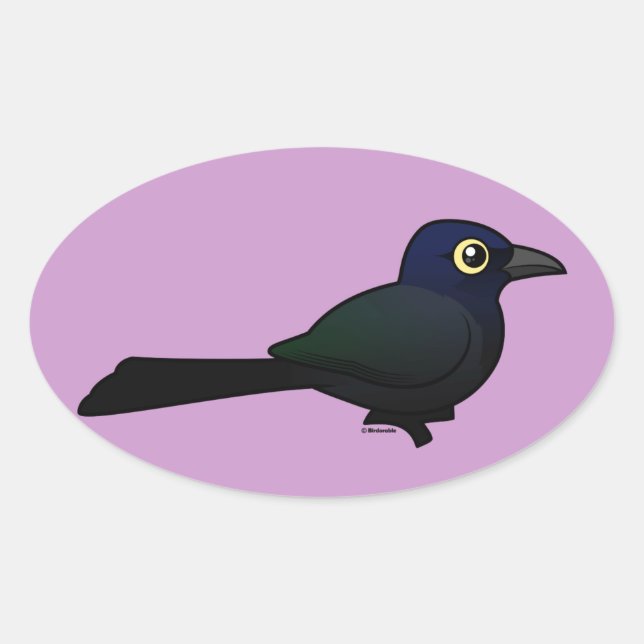 Birdorable Great-tailed Grackle Oval Sticker (Front)