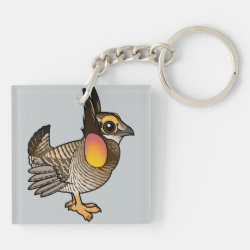 Cute Greater Prairie-Chicken Square Keychain (double-sided)